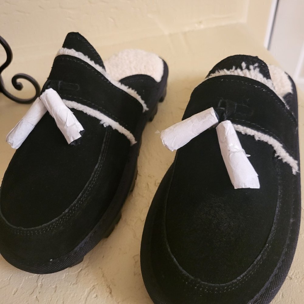 Style & Co Women's Tassel Leather Faux Fur Slippers Size 7 Scuff Mules NIB - Picture 4 of 7